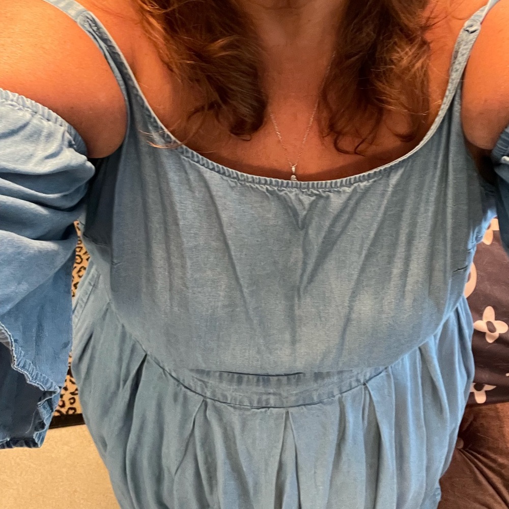 Elogui plus size 22 fit and flair chambray dress